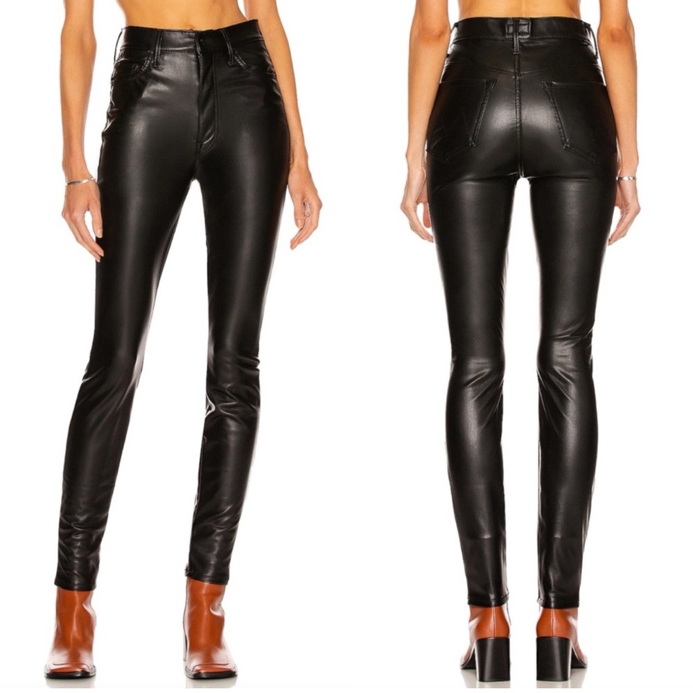 MOTHER Super Swooner Faux Leather Skinny Jeans